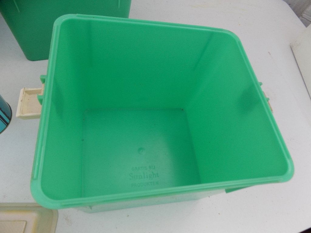 Opbergbox groen wit vintage retro jaren 60, Ophalen of Verzenden, Gebruikt, Kunststof