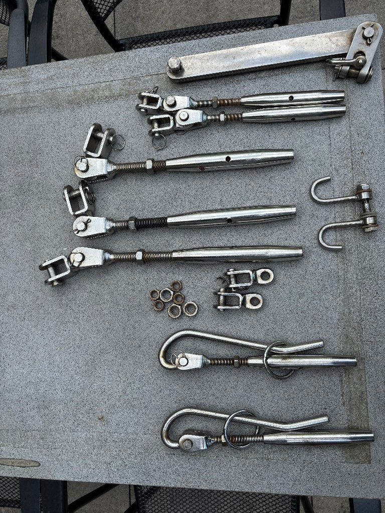 Diverse RvS Wantspanners,  Pelikaanhaken met spanner., Ophalen, Gebruikt