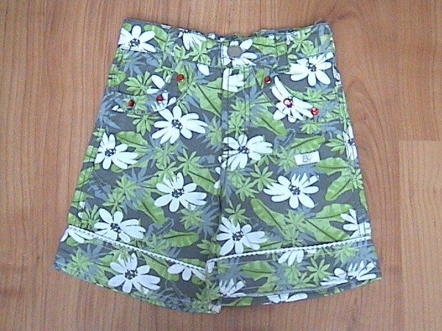 BARBARA FARBER BF Zgan mooie wit / groen gebloemde korte bro, Broek, Meisje, Ophalen of Verzenden, Zo goed als nieuw
