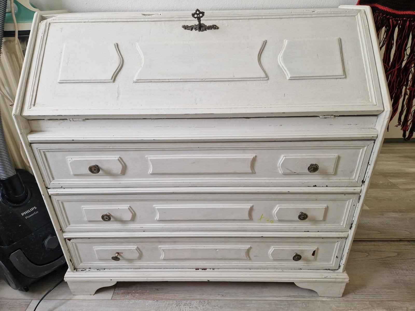 Vintage wit secretaire met lades en klep 88 b 85 h, Ophalen