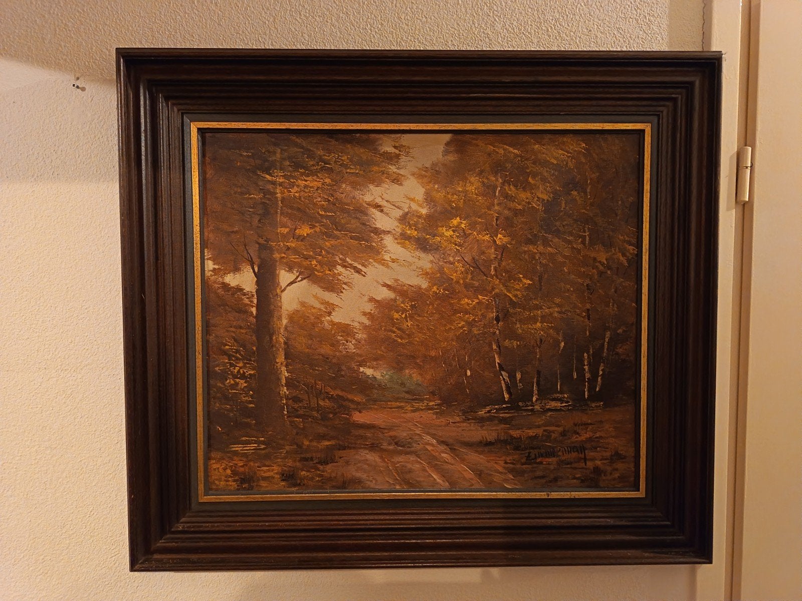 Schilderij Herfstbos van Zimmerman - Olieverf op doek, Doek, Realistisch, Origineel werk, Ophalen of Verzenden