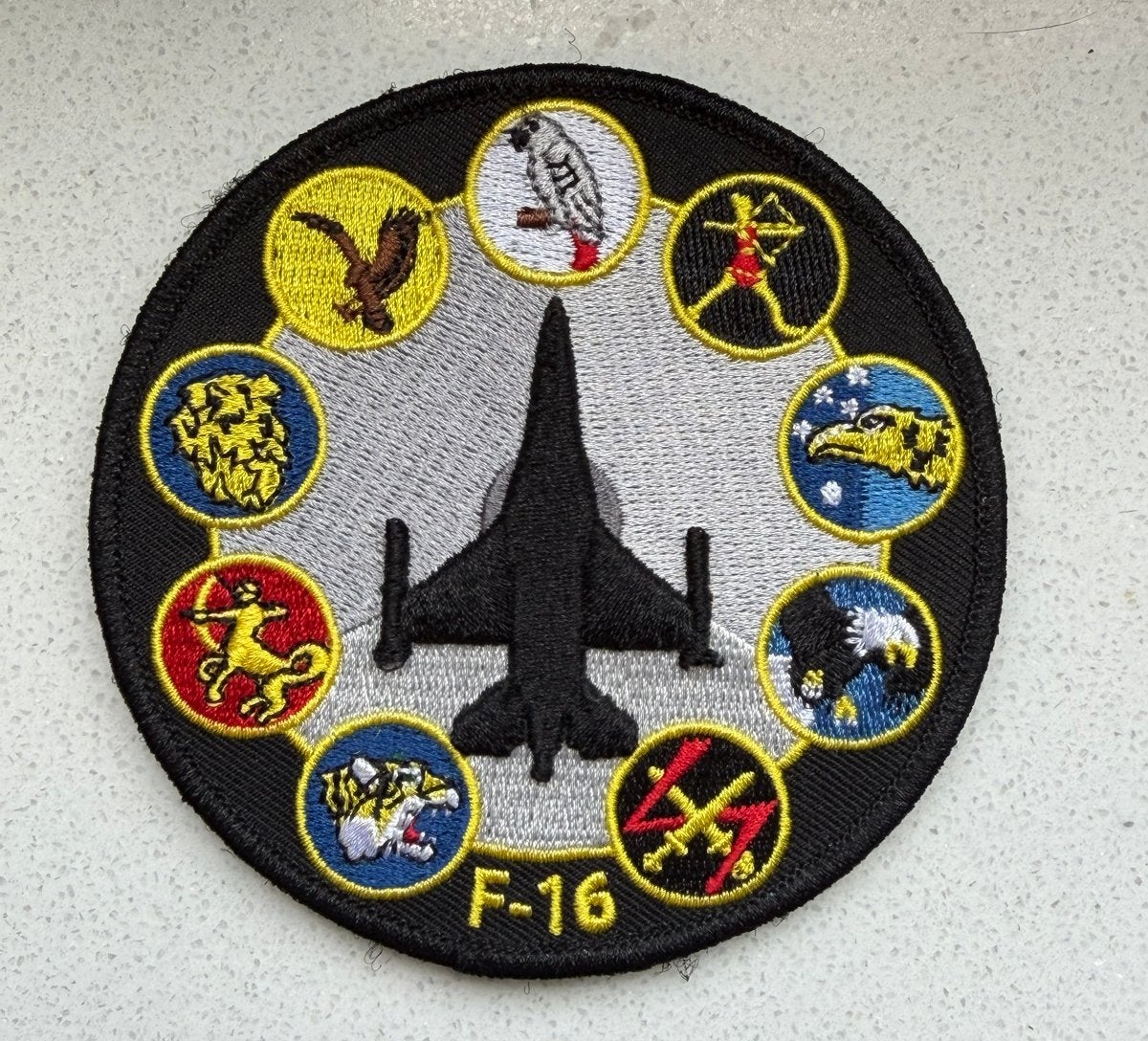 F-16 Patch met squadrons emblemen Rnlaf, Verzenden, Luchtmacht, Nederland, Embleem of Badge