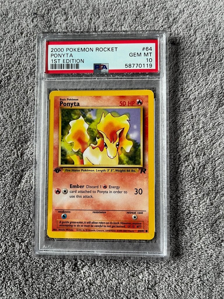 PSA 10 Pokemon 2000 ROCKET Ponyta 1st EDITION 64 58770119, Ophalen of Verzenden, Nieuw, Losse kaart