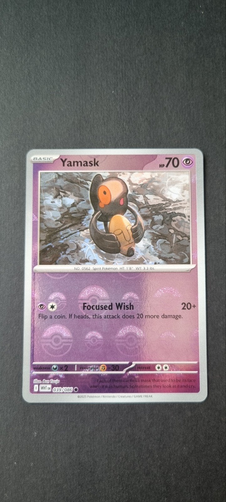 Yamask Pokeball XWHT 039, Ophalen of Verzenden, Zo goed als nieuw, Losse kaart, Foil
