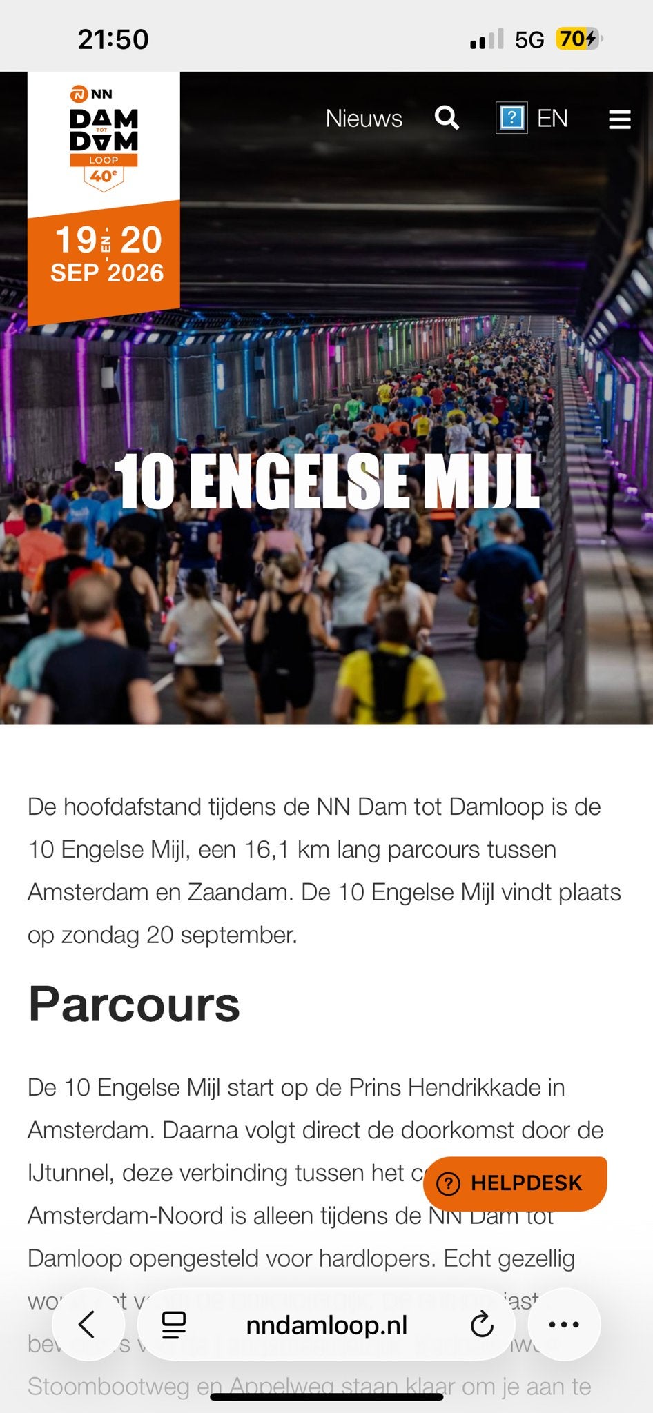 Startbewijs dam tot dam 10 engelse mijl, Tickets en Kaartjes, Eén persoon, September