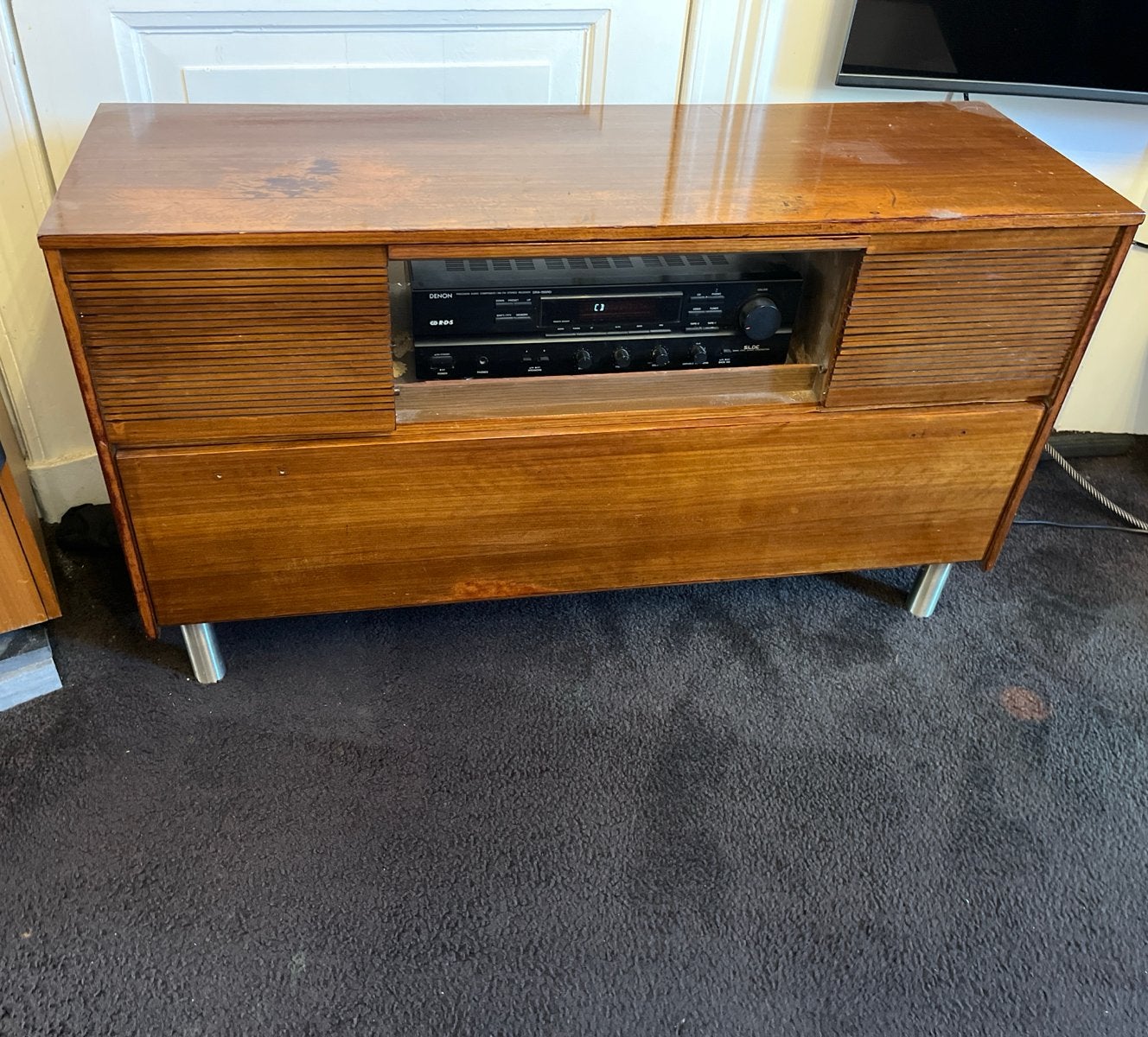 Vintage  Hifi Meubel met Denon Receiver, Ophalen, Gebruikt, Denon, 60 tot 120 watt