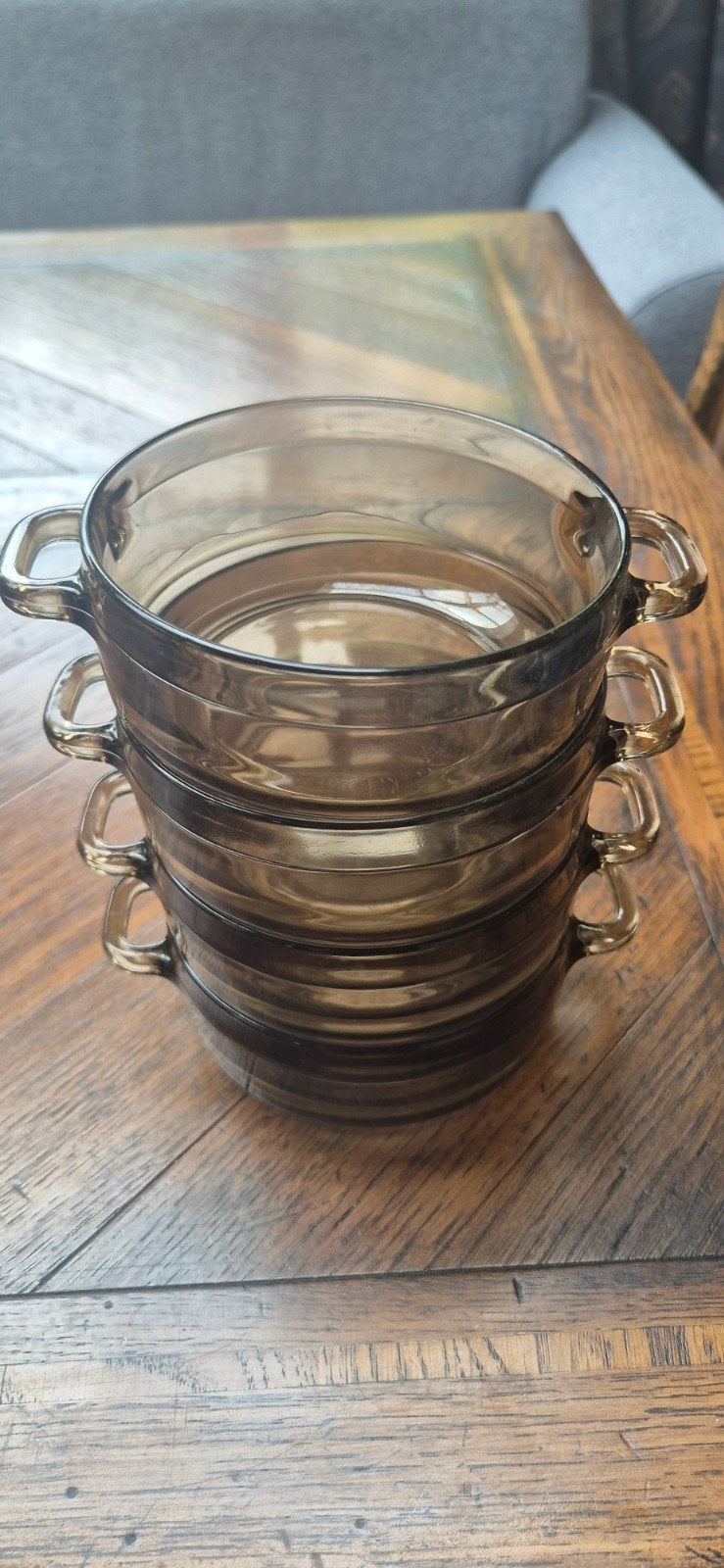 Set van 4 vintage Arcoroc rookglas schaaltjes, Ophalen of Verzenden