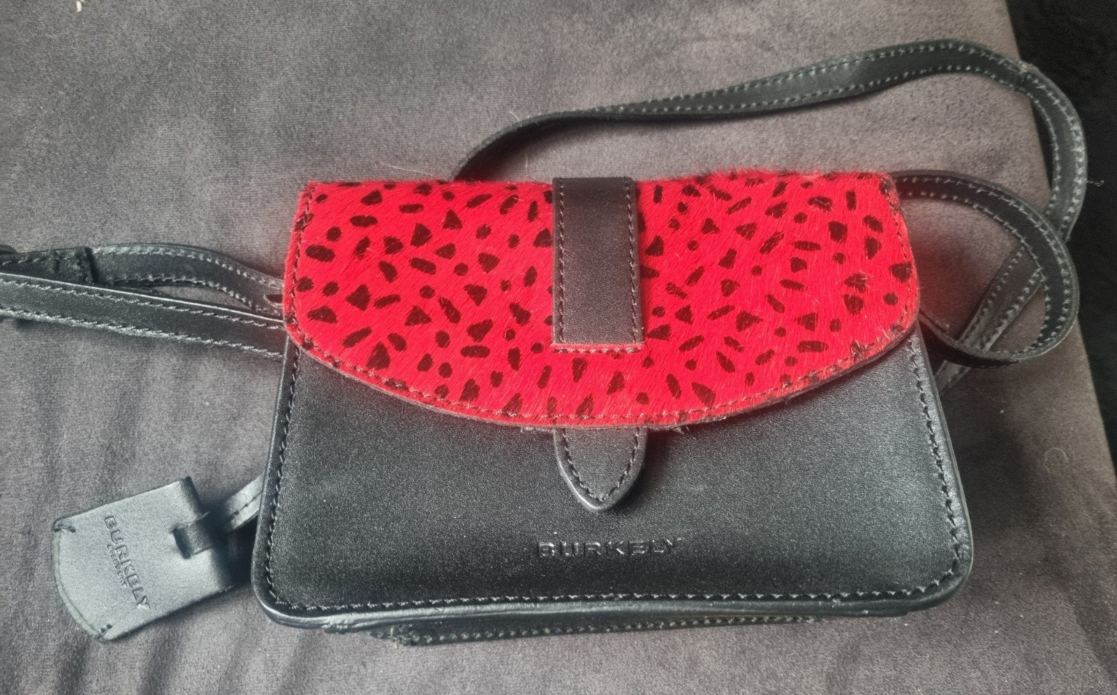 Burkely tasje - leer met rood/zwart luipaardprint NIEUW✨️✨️, Ophalen of Verzenden, Nieuw, Rood, Schoudertasje