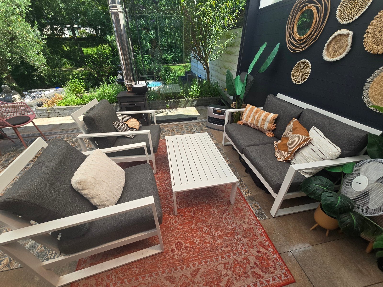 aluminium lounge set compleet intratuin, Tuin en Terras, Tuinsets en Loungesets, Gebruikt, Tuinset, Aluminium, 4 zitplaatsen, Bank