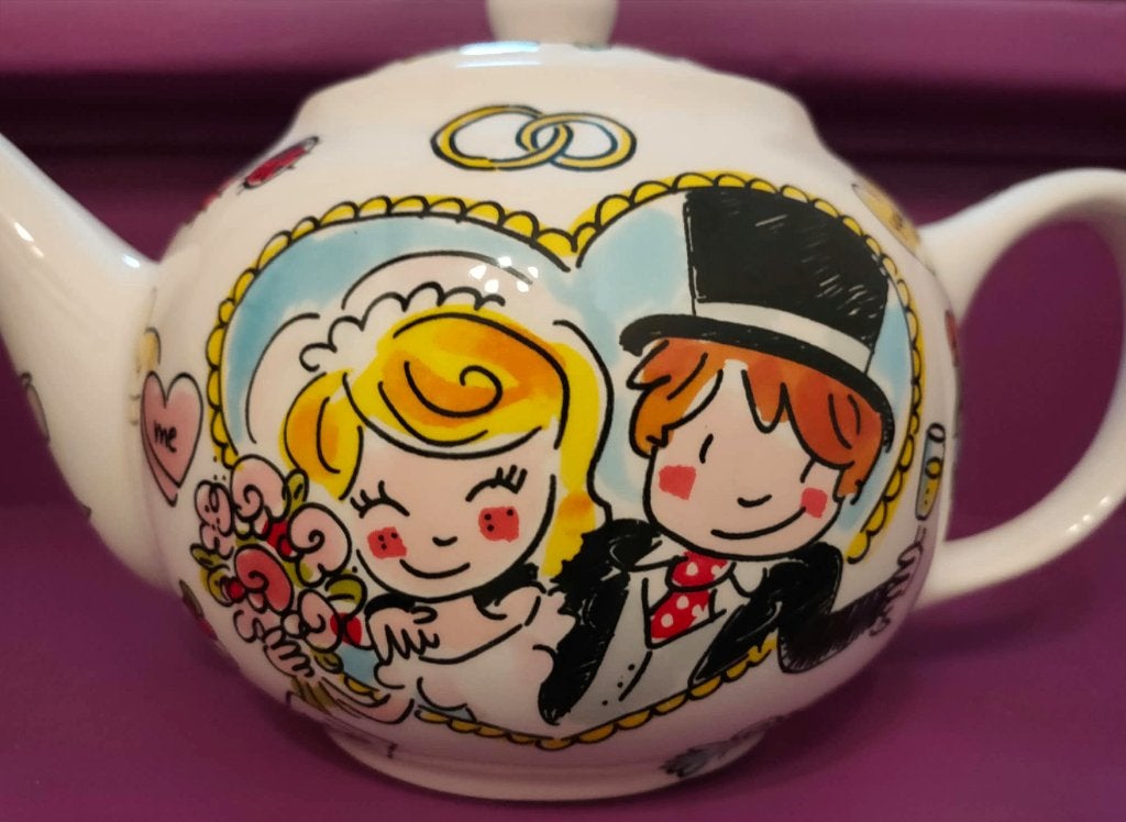 Blond Amsterdam Specials Theepot - Bride & Groom ZGAN, Ophalen of Verzenden, Zo goed als nieuw, Theepot, Aardewerk