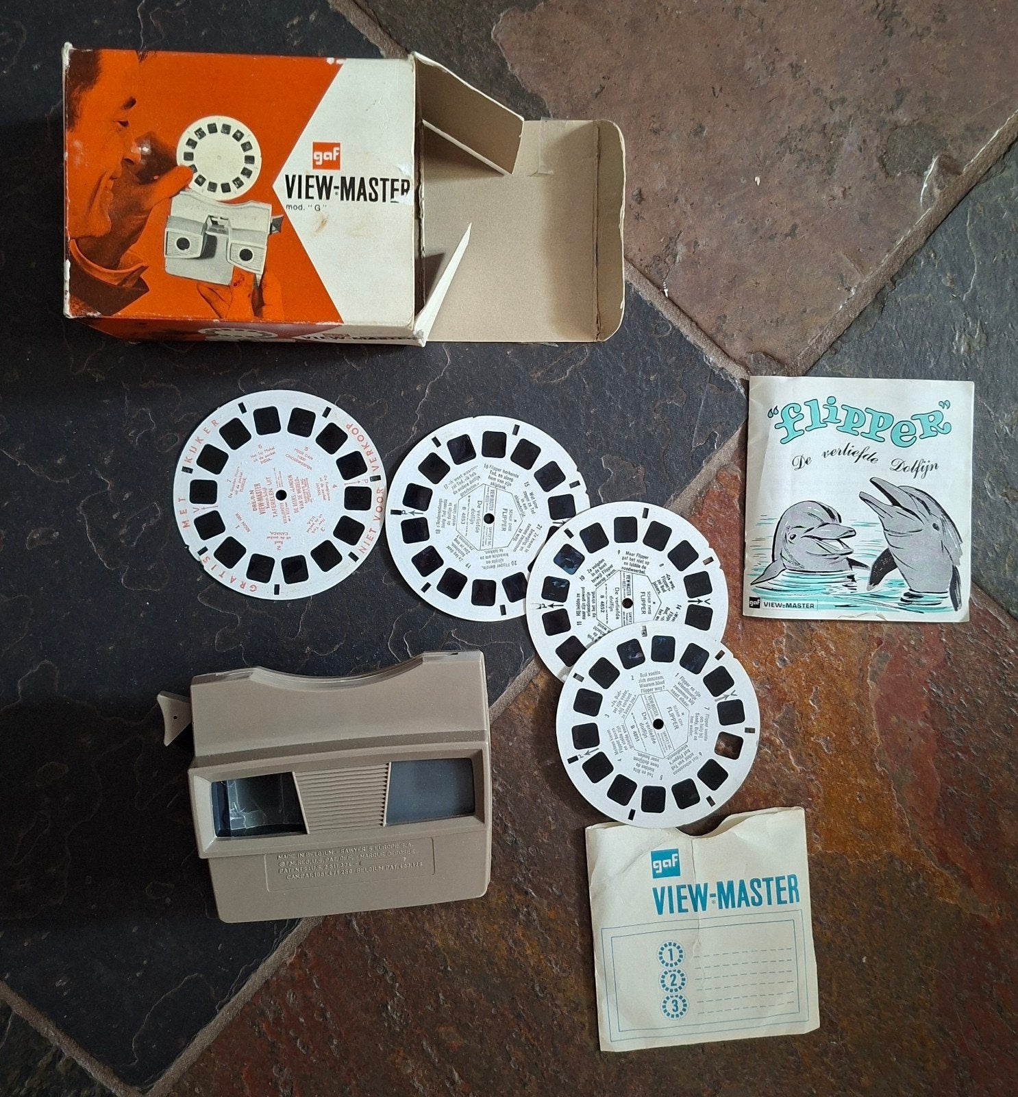 Gaf viewmaster ( België ) Jaren 80 met 4 schijfjes (in doos), Verzamelen, Speelgoed, Ophalen of Verzenden, Gebruikt