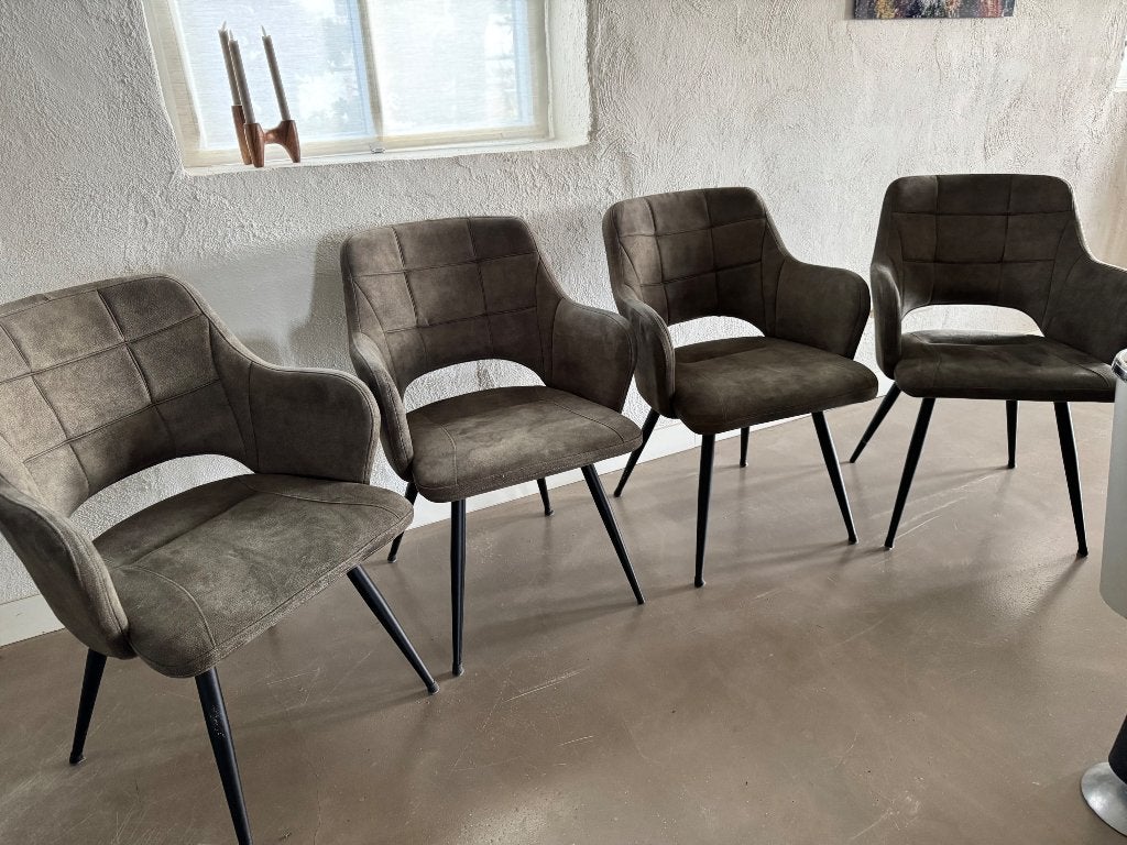 Eetkamerstoelen groen 4 stuks, Ophalen, Gebruikt, Overige kleuren, Vier