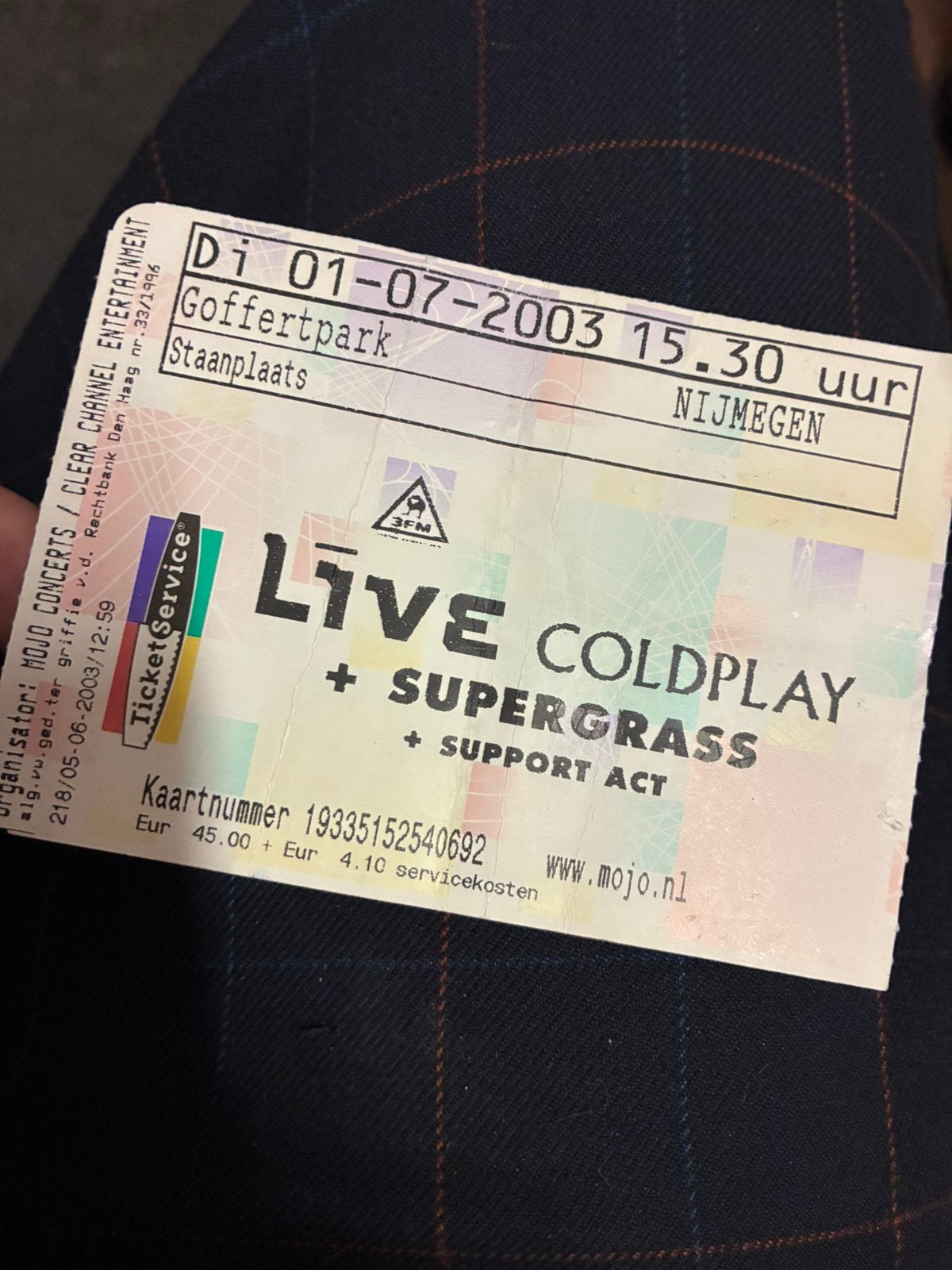 concert ticket kaartje 2003 Goldplay muziek, Ophalen of Verzenden, Foto of Kaart