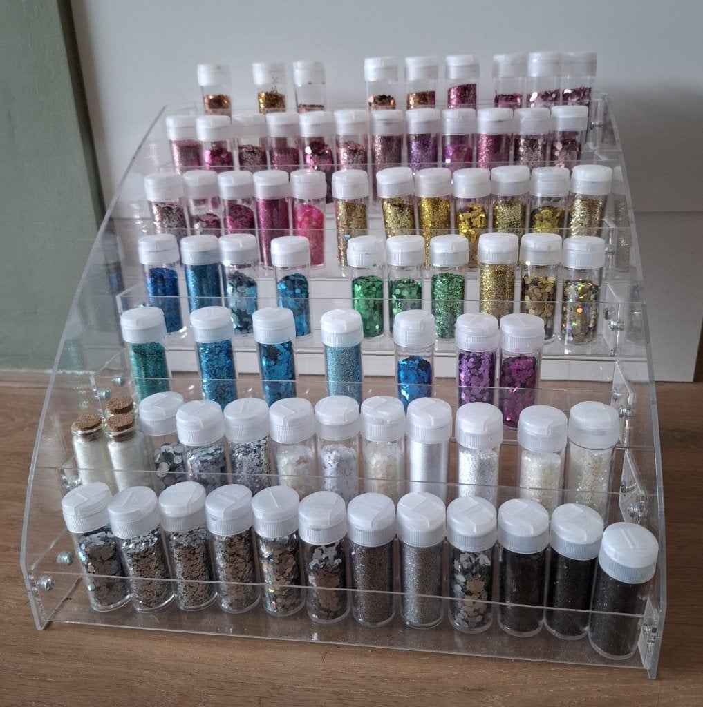 Nagellak Display 7 laags * 2 stuks * incl 75 flesjes glitter, Ophalen, Overige kleuren, Zo goed als nieuw, Handen en Nagels