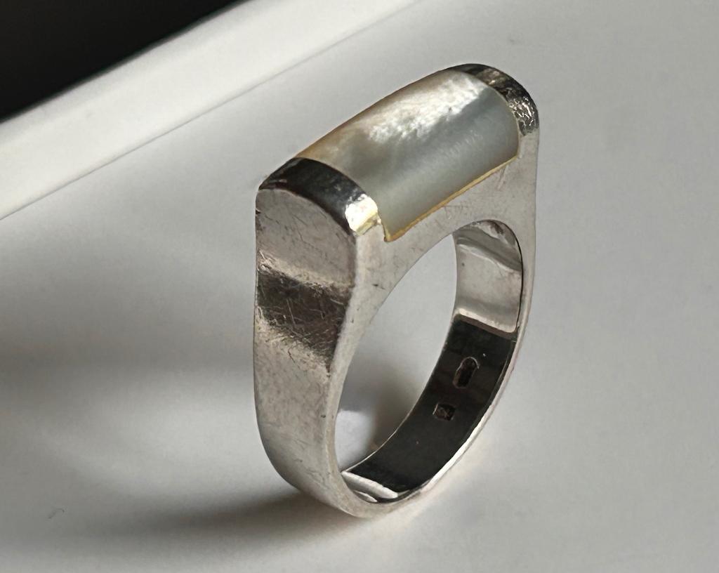 Vintage 925 zilveren ring – Scandinavisch design, 18 tot 19, Gebruikt, Ophalen of Verzenden, Dame of Heer