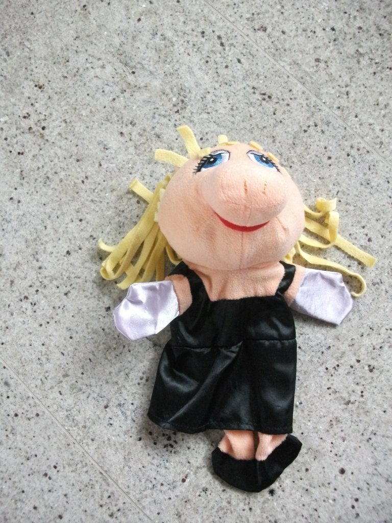 Handpop miss Piggy (Muppet show), Ophalen of Verzenden, Zo goed als nieuw, Tv, Actiefiguur of Pop