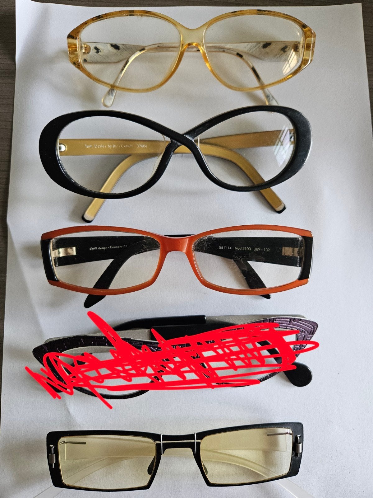 4x design dames bril - montuur Markus T - OWP - Tom Davies, Overige merken, Gebruikt, Overige kleuren, Ophalen of Verzenden