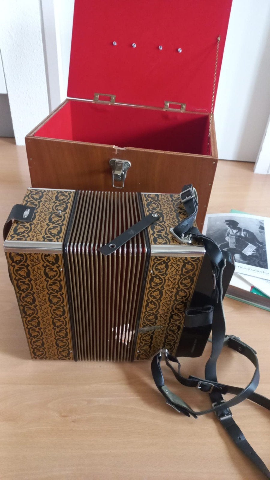 Accordeon / trekzak Hohner Goudbrand - stemming CF, Gebruikt, Overige formaten, Met koffer, Ophalen of Verzenden