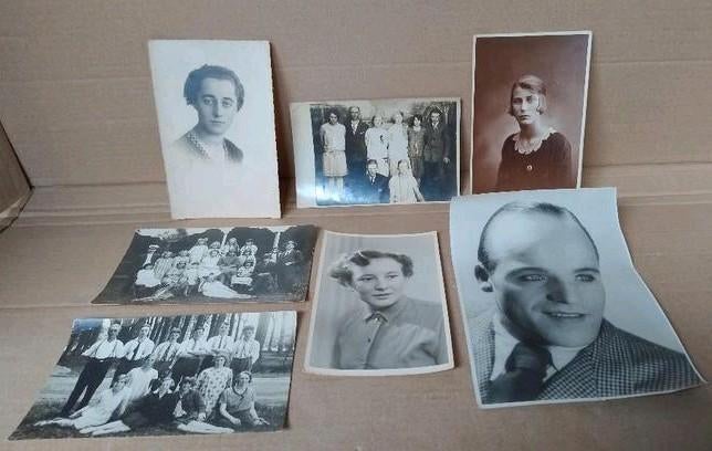 7 oude vooroorlogse fotokaarten en portretfoto's, Gebruikt, Foto, Ophalen of Verzenden, Voor 1940