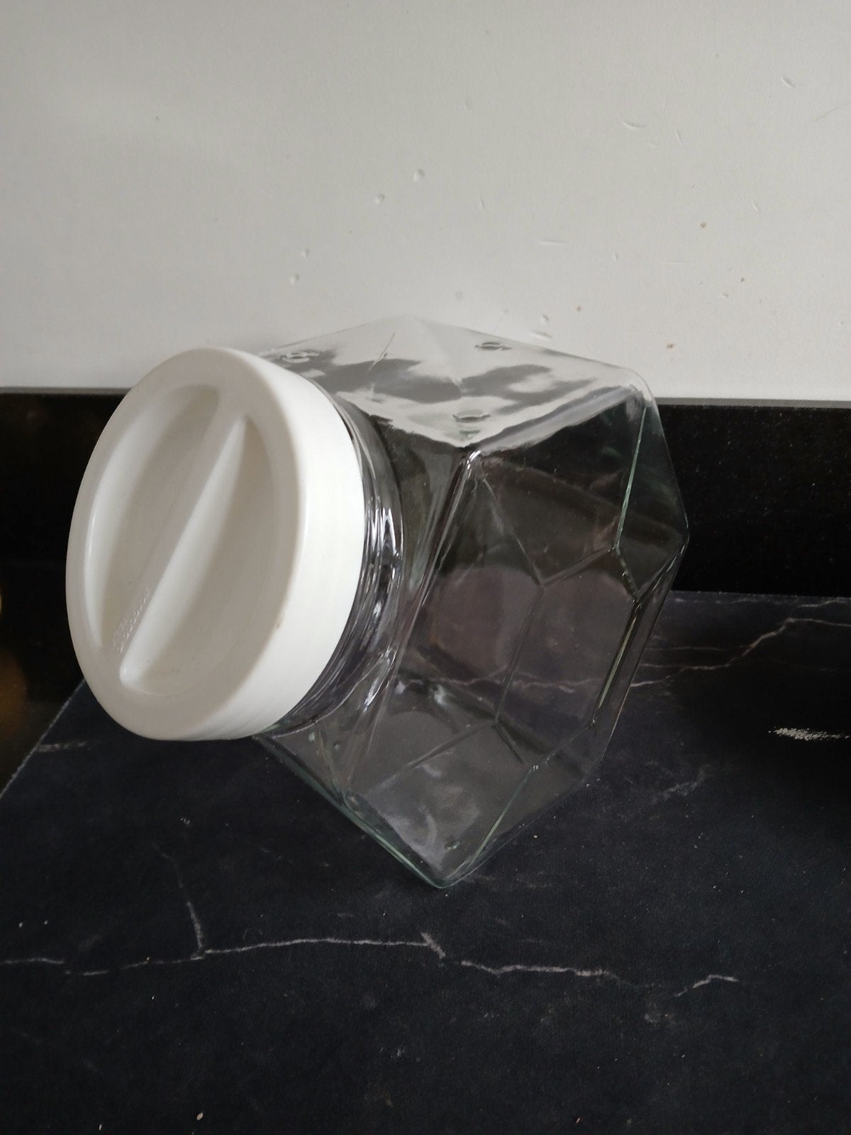 Vintage Borgonovo Glazen Voorraadpot met Witte Deksel - Ital, Ophalen of Verzenden, Voorraadpot, Wit, Overige merken