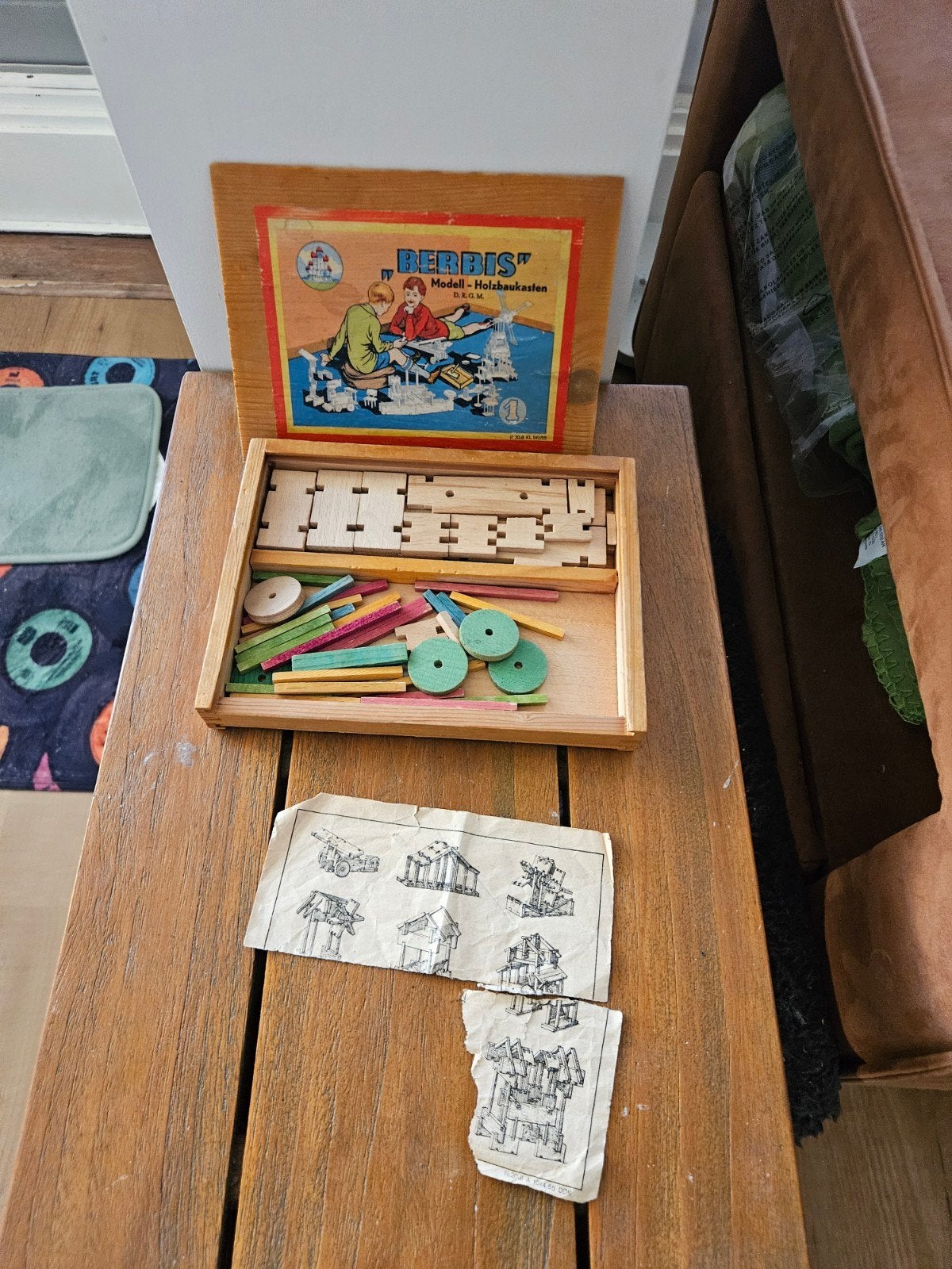 Vintage Berbis Model Houten Bouwdoos - Constructiespeelgoed, Ophalen of Verzenden