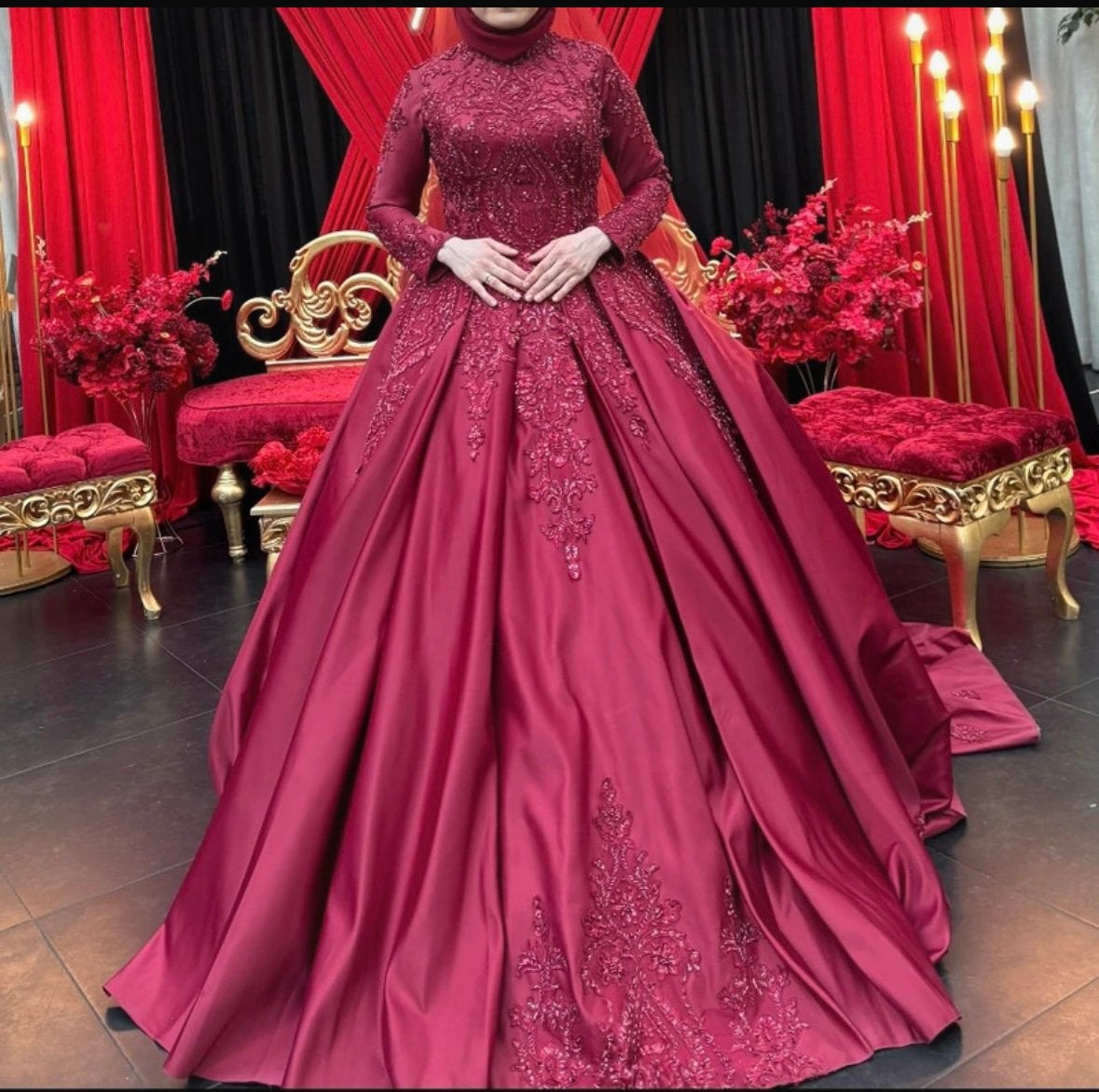 Henna jurk 36 38 maat, Ophalen of Verzenden, Zo goed als nieuw, Rood, Trouwjurk