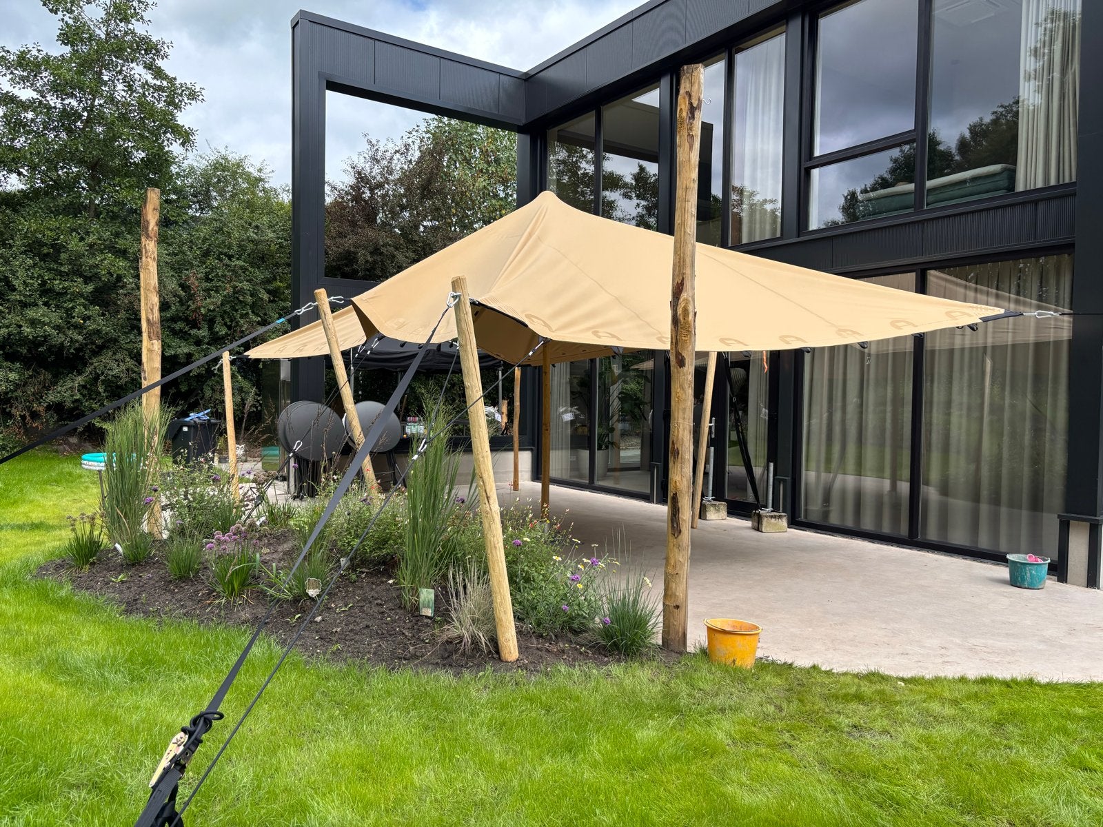 Stretchtent 4,5 x 7,5 m te huur voor evenementen, Ophalen, Gebruikt