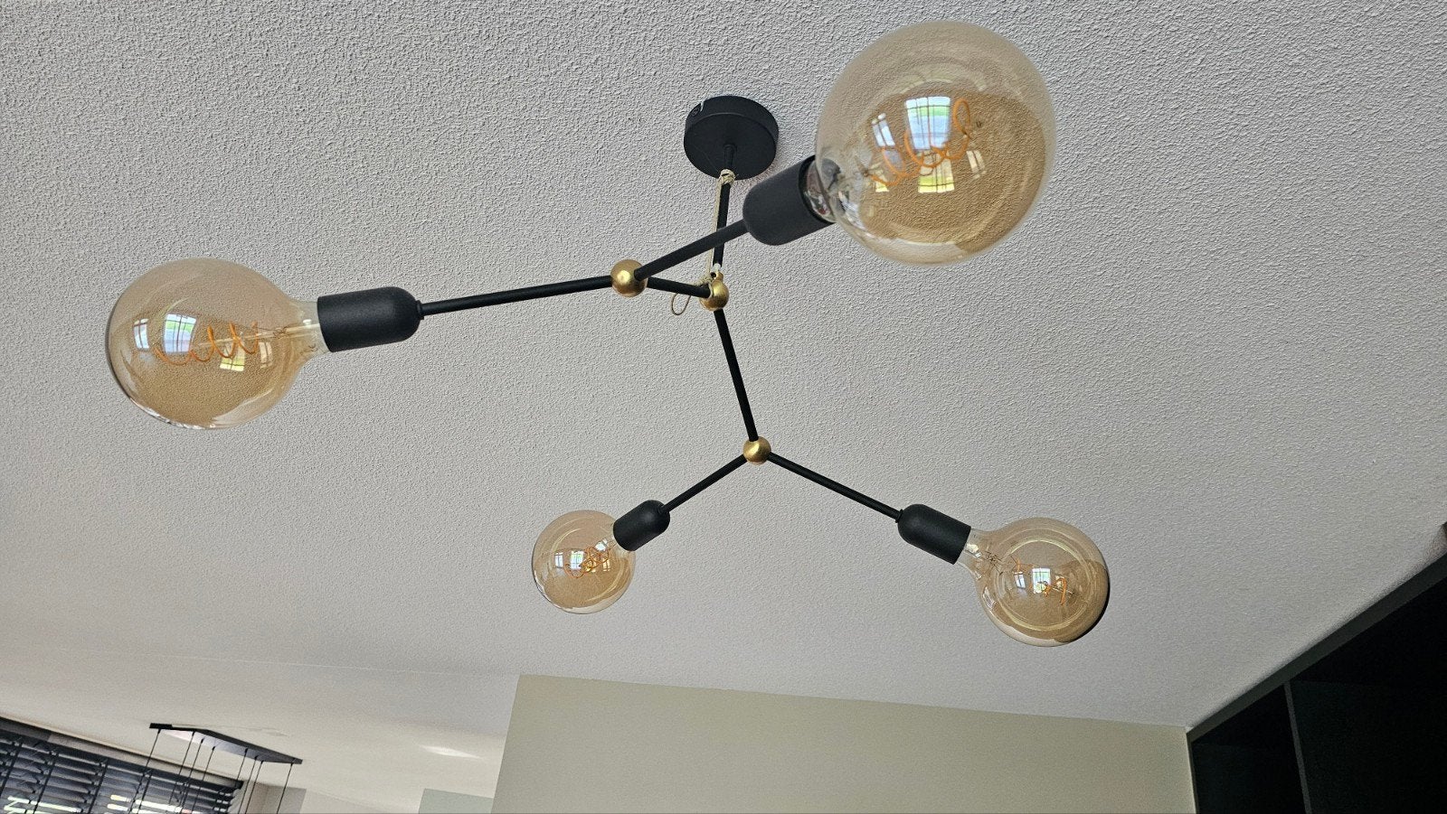 Moderne Straluma Plafondlamp met 4 Lichtpunten, Ophalen, E27 (groot), Metaal, Modern, Sputnik, Industrieel