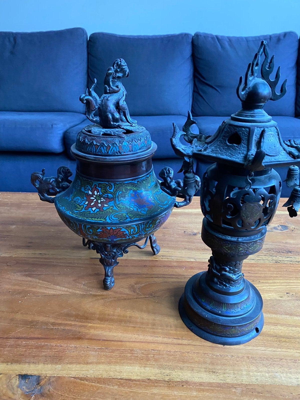 Antieke Chinese Cloisonné Wierookbrander en Lantaarn, Ophalen of Verzenden