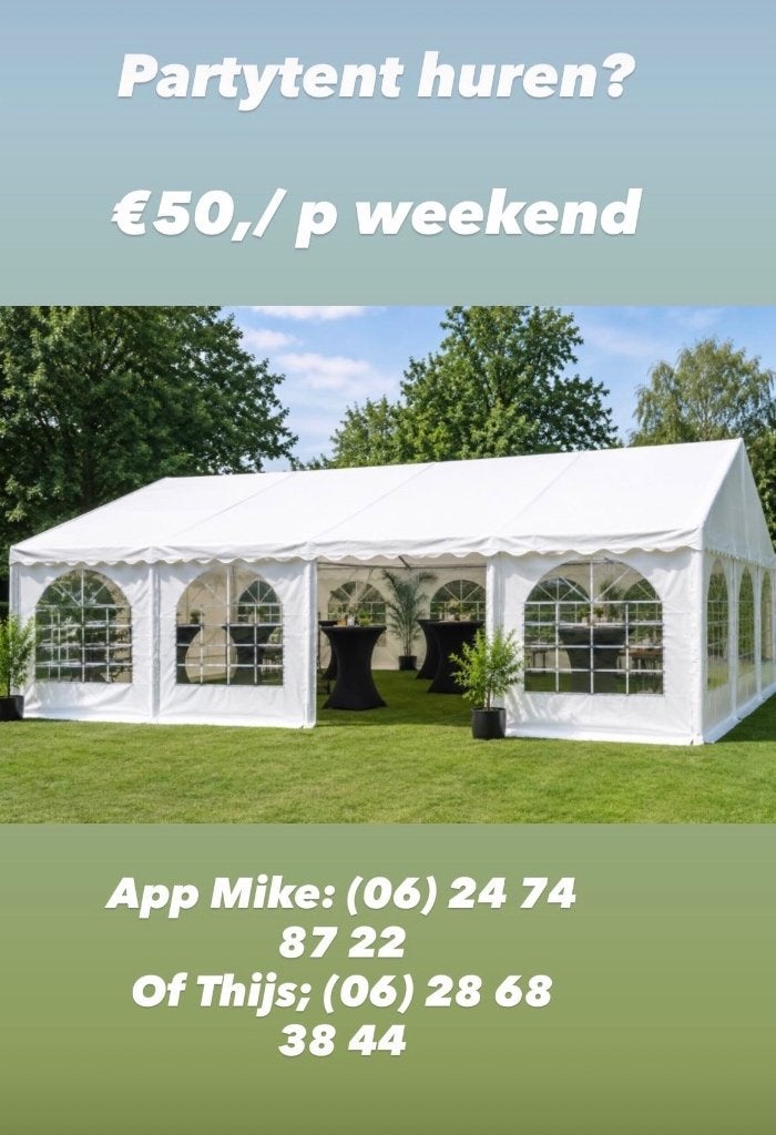 Partytent huren €50 per weekend, Ophalen, Zo goed als nieuw, Overige