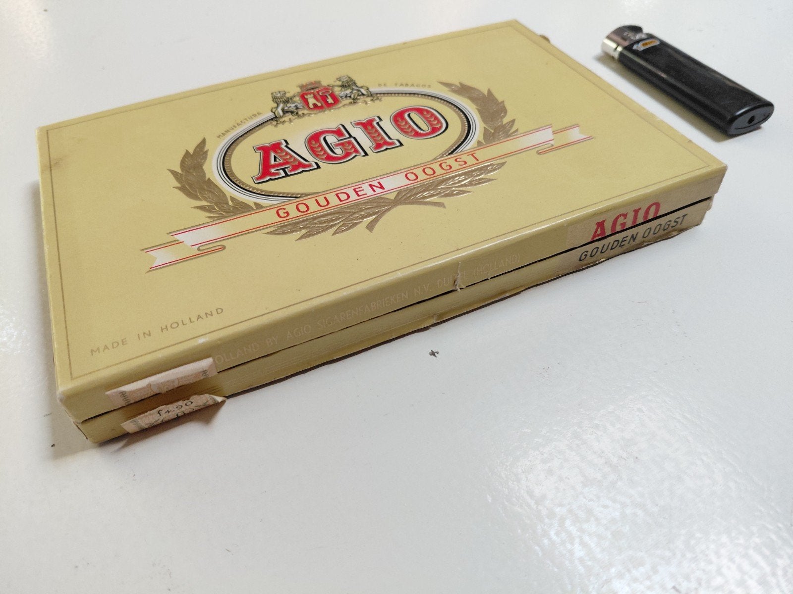 Oude volle sigarendoos, sigarenkist Agio Gouden Oogst, Ophalen of Verzenden, Tabaksdoos of Verpakking