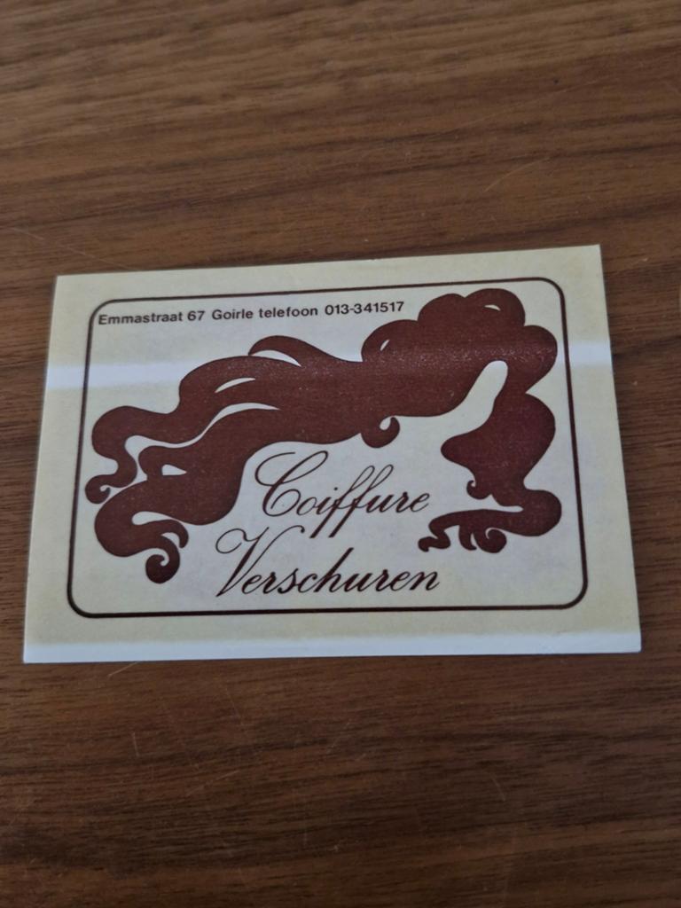 8020 Vintage Sticker Coiffure Verschuren Goirle Kapper, Ophalen of Verzenden, Gebruikt, Overige typen