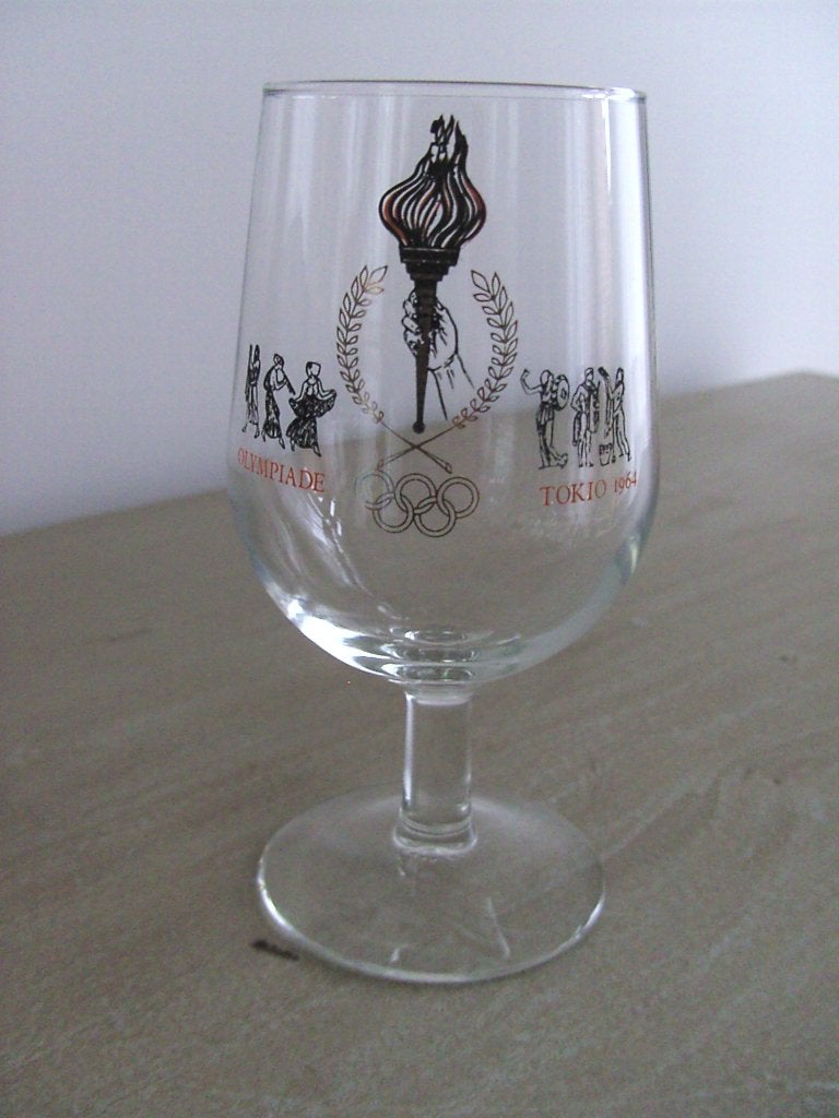 Bierglas Olympische Spelen Tokio 1964, Ophalen of Verzenden, Zo goed als nieuw, Bierglas