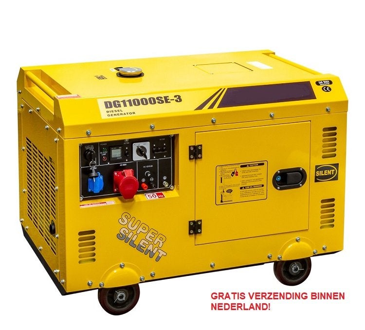 Diesel Aggregaat / Generator Silent 10 KVA - 230/3x400V, Dieselolie, Geluidgedempt, Nieuw, Ophalen of Verzenden