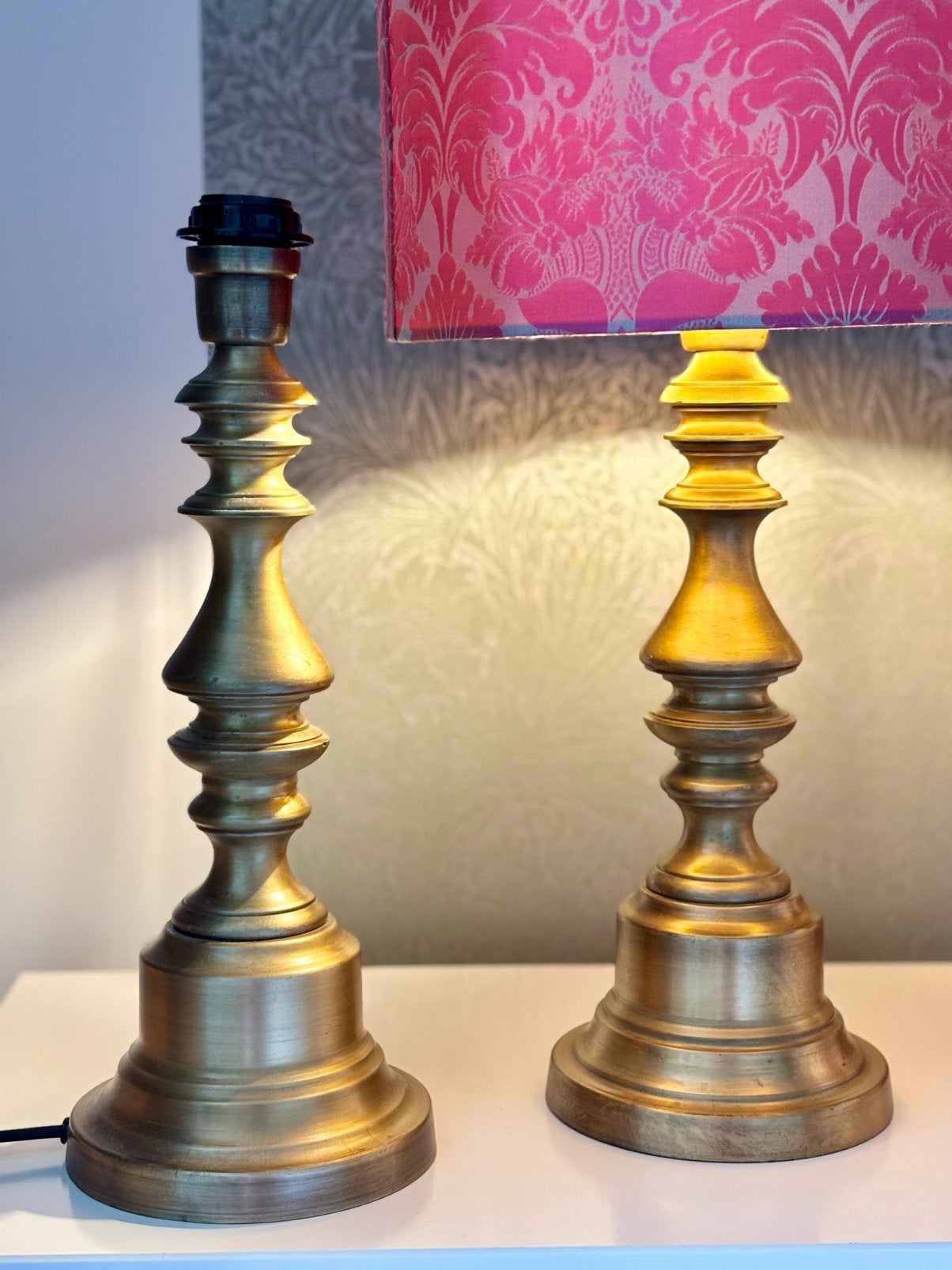 Lampenvoeten set antiek messing 41 cm-Nieuw, Antiek en Kunst, Ophalen, Koper of Brons