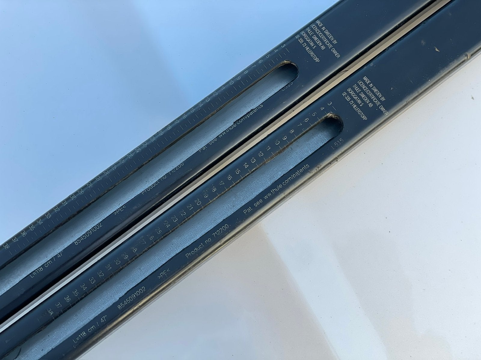 Thule square bars 118cm / Dakdragers / Draagstangen, Auto diversen, Ophalen, Zo goed als nieuw
