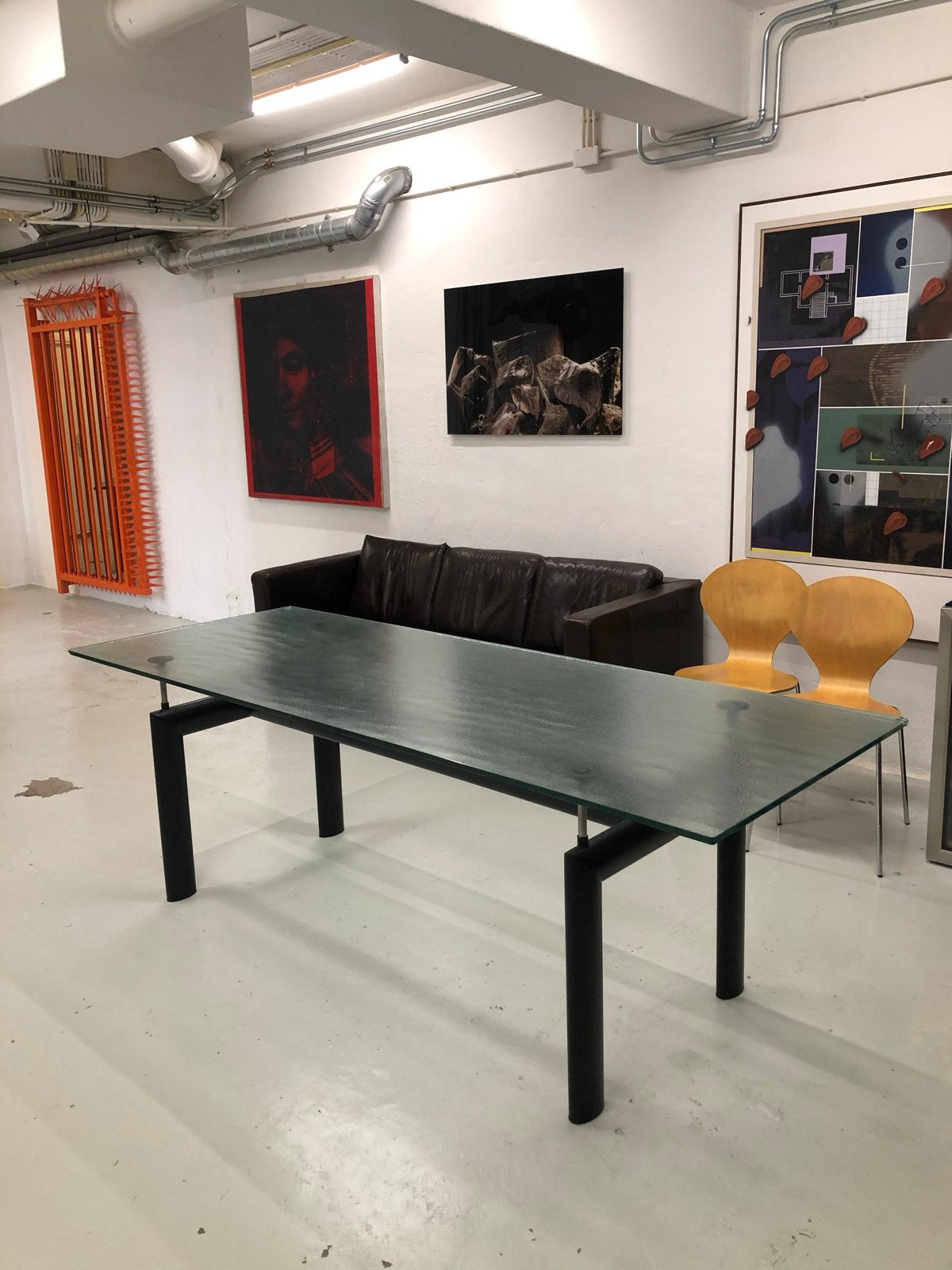 LC6 Dining Table by Le Corbusier for Cassina, 1990s, Huis en Inrichting, Ophalen, Gebruikt, 50 tot 100 cm, Glas