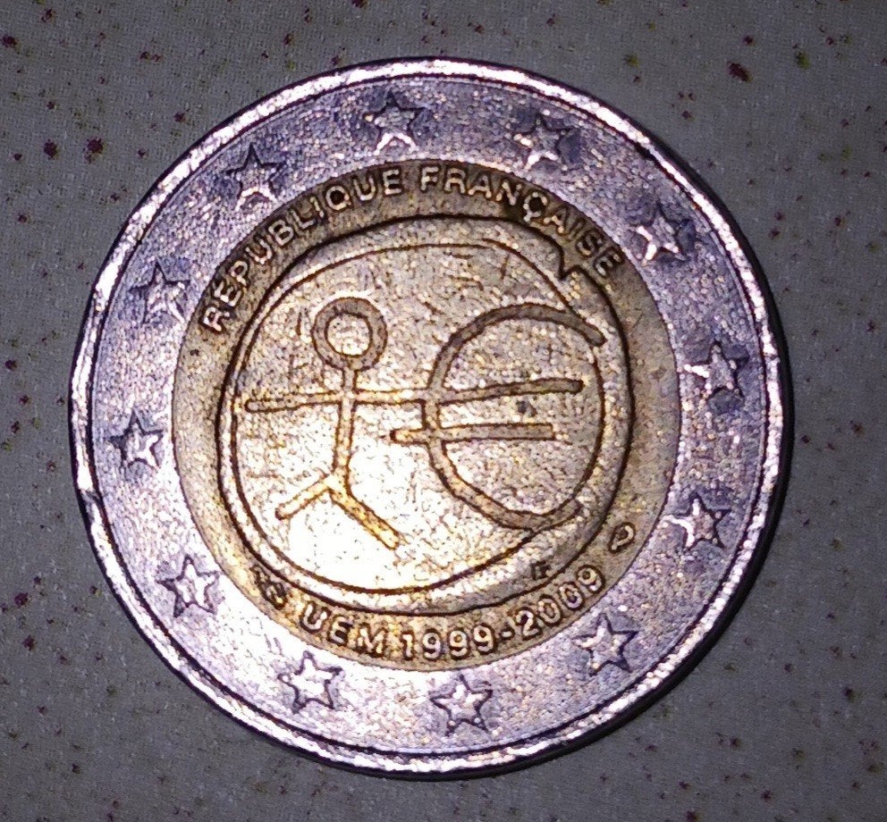 2 Euro Herdenkingsmunt Frankrijk UEM 1999-2009, Ophalen of Verzenden, Frankrijk, 2 euro, Losse munt