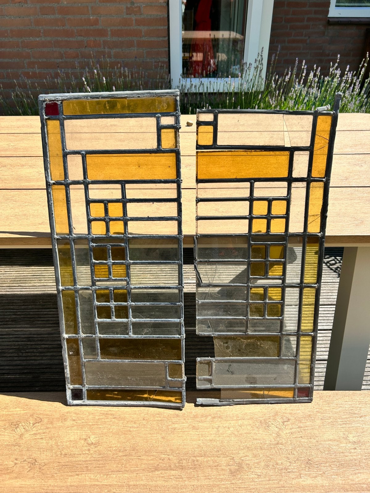 Vintage glas in lood, Doe-het-zelf en Verbouw, Glas en Ramen, Ophalen, Gebruikt, Minder dan 80 cm, Glas in lood