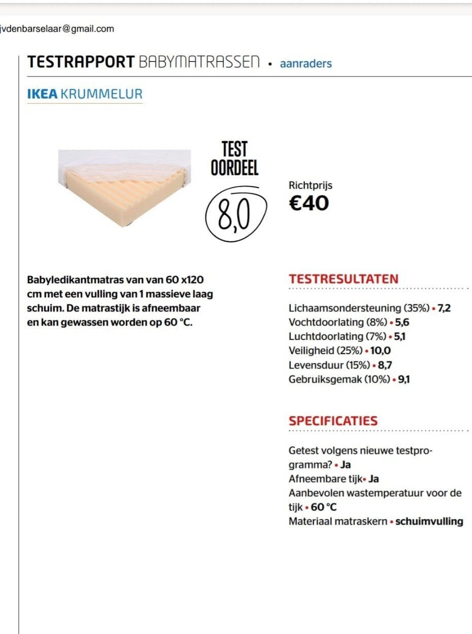 IKEA Krummelur kindermatras, Ophalen, Gebruikt, 190 cm of minder, Matras