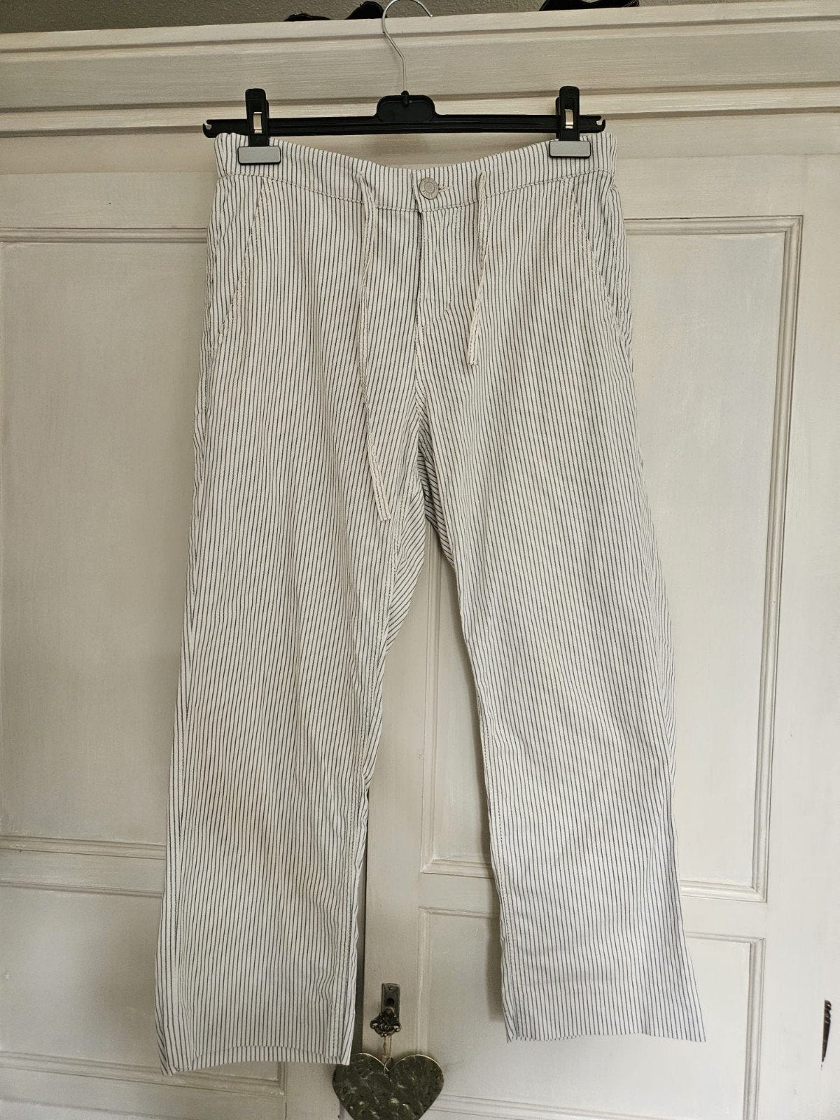 Opus Midani stripe broek gestreept wide leg, Maat 38/40 (M), Wit, Ophalen of Verzenden, Zo goed als nieuw