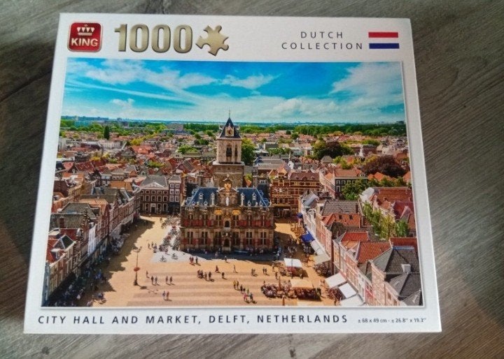 King Legpuzzel Stadhuis en Markt Delft 1000 stukjes, Ophalen, 500 t/m 1500 stukjes, Gebruikt, Legpuzzel