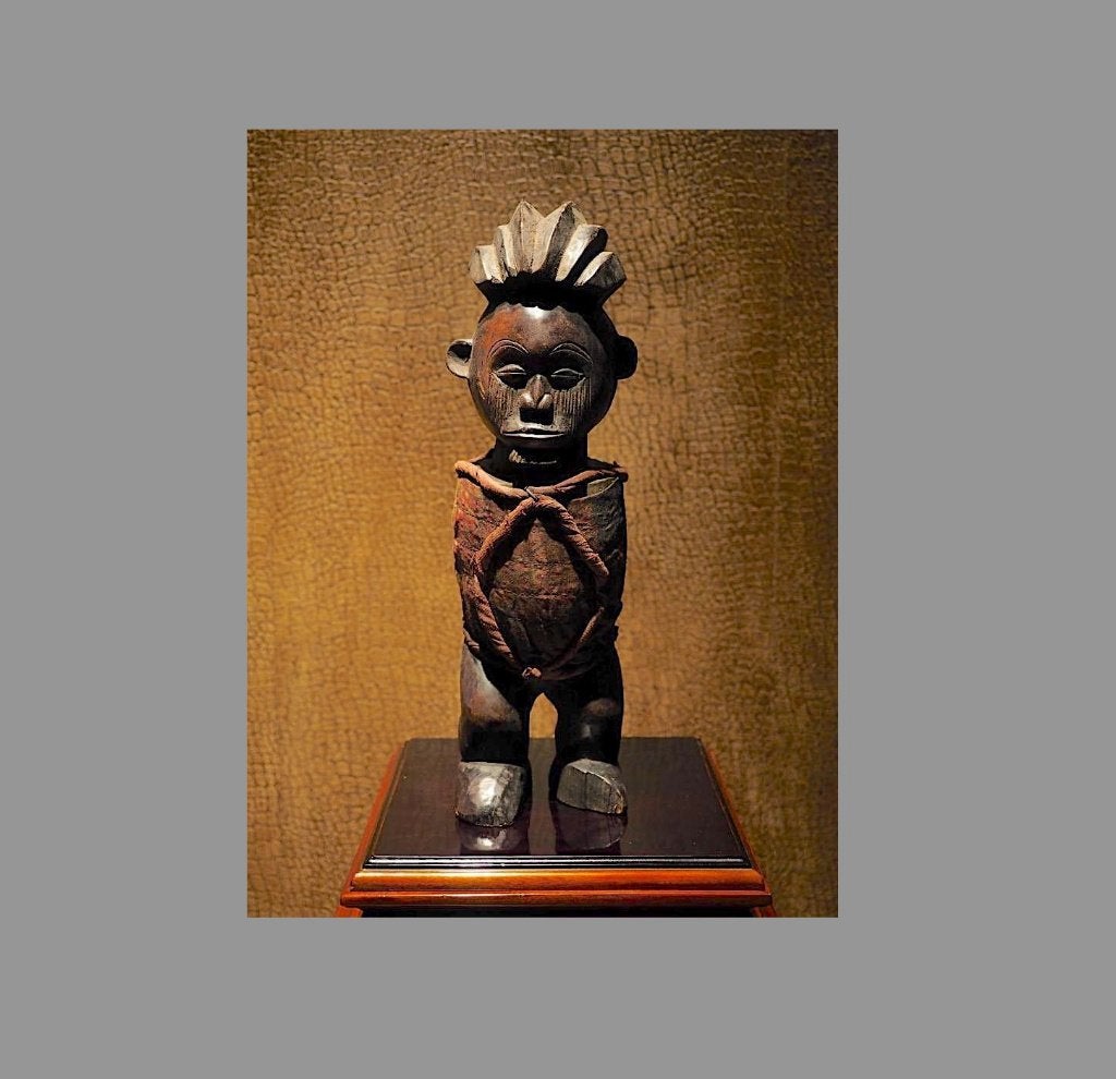 Div Objecten: Teke fetish standbeeld Congo (151220-02), Hout, Afrika, Handgemaakt, Ophalen of Verzenden