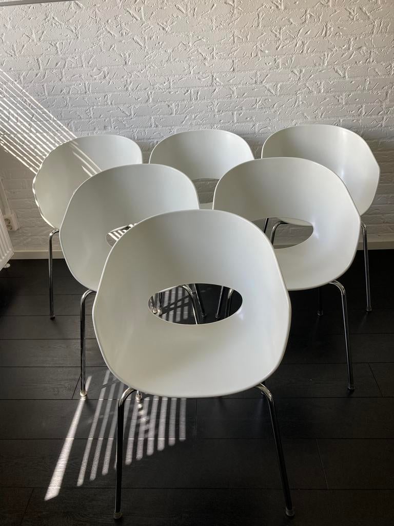 6 eetkamerstoelen, tuinstoelen Orbit Large Sintesi, Ophalen, Wit, Zo goed als nieuw, Design modern trend