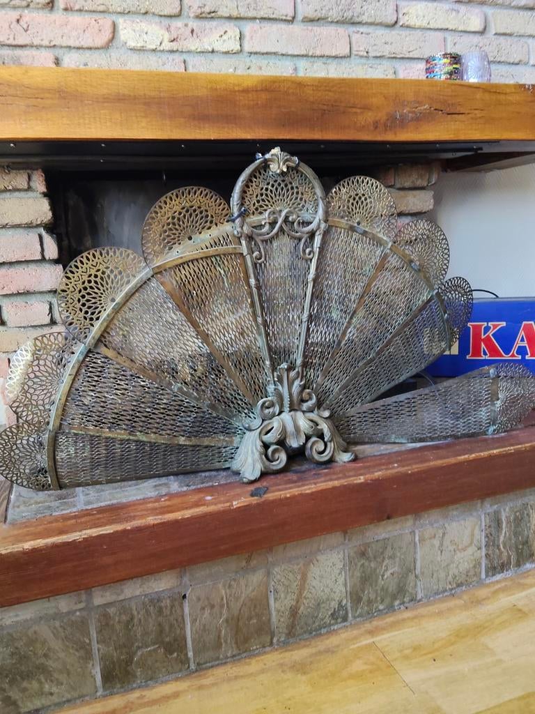 Antiek messing haardscherm, Ophalen, Koper