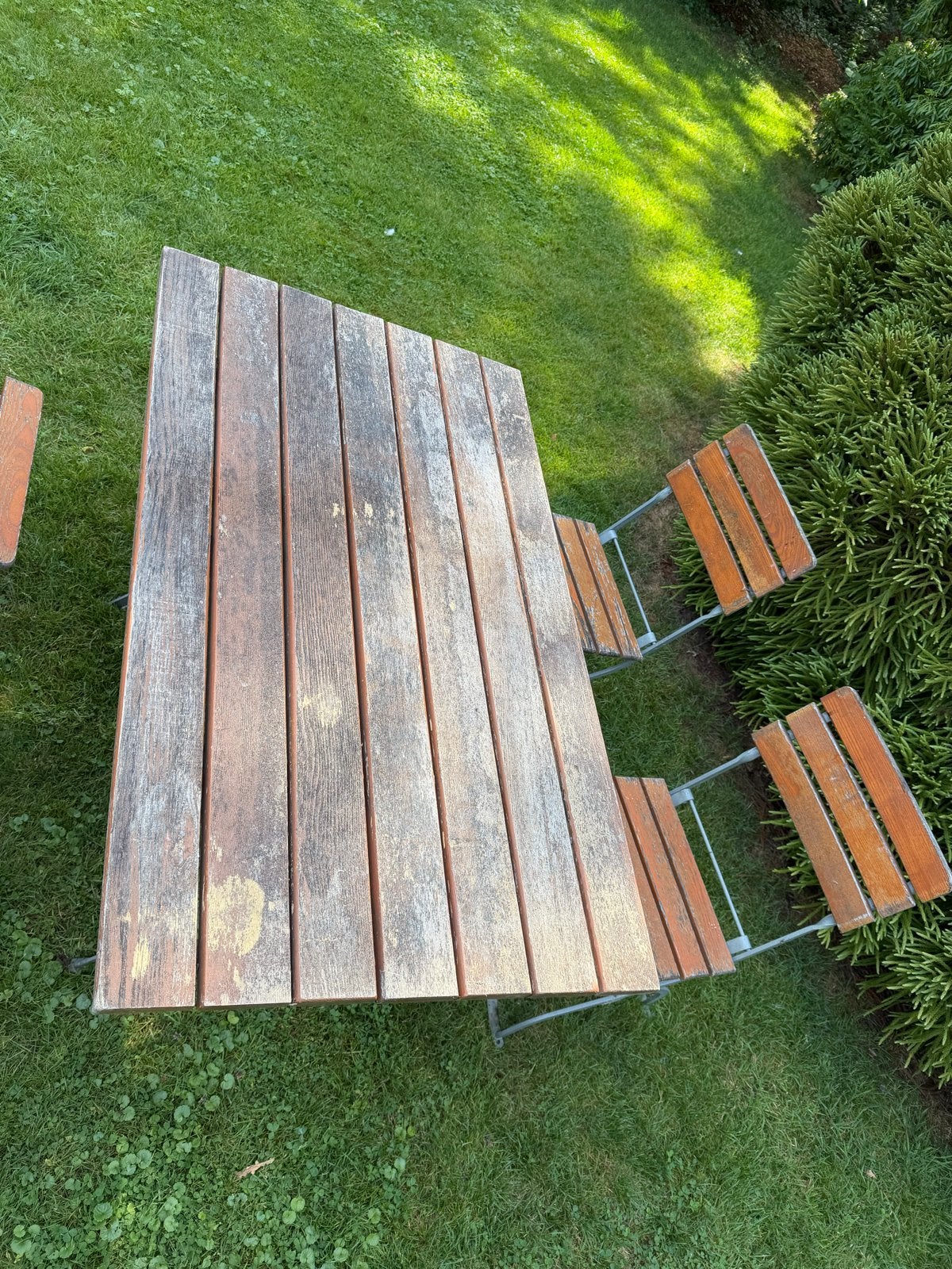 Tuinset met 4 opklapbare stoelen, Ophalen, 4 zitplaatsen, Gebruikt, Eettafel