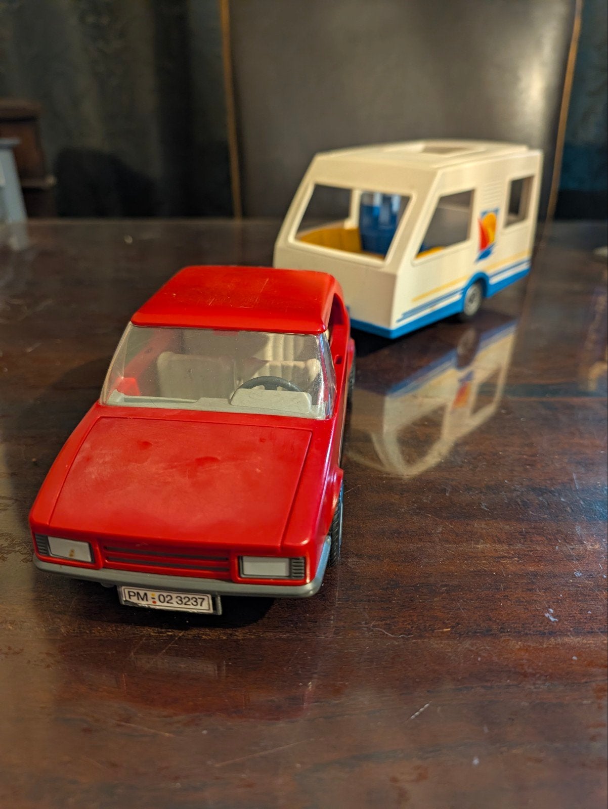 Vintage Playmobil auto met caravan, Gebruikt, Complete set, Voertuig, Ophalen of Verzenden