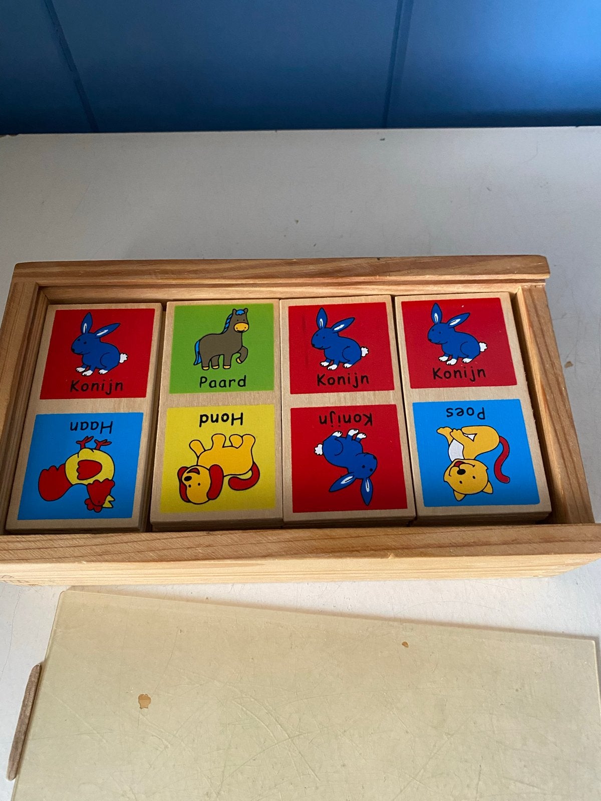Houten memorie spel met dierenfiguren, Ophalen of Verzenden, Gebruikt, Overige typen