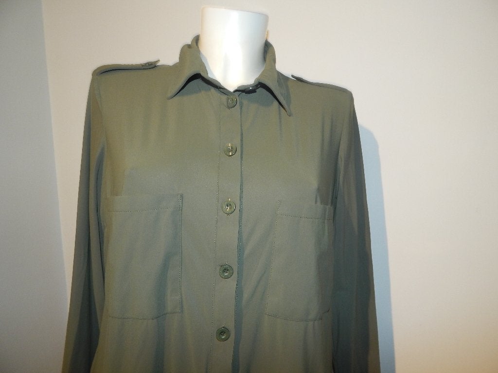 Studio Anneloes travel stof blouse tuniek kaki groen M, Maat 38/40 (M), Studio Anneloes, Verzenden, Zo goed als nieuw