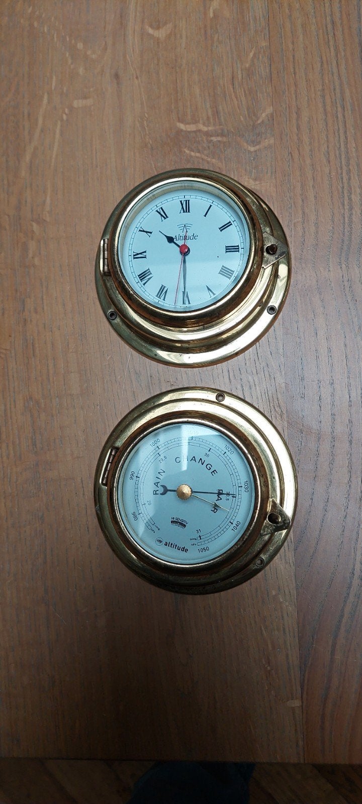 Altitude Klok en Barometer Set - Messing, Ophalen of Verzenden, Gebruikt, Analoog, Overige typen